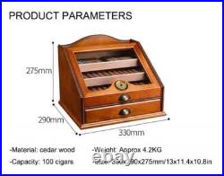 100 Count Luxury Cigar Cedar Wood Display Cabinets Cigar Storage Box Humidifier