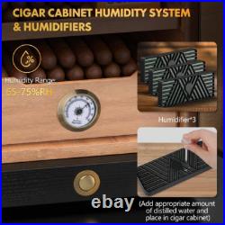 11 in. X 9.72 in. X 15.8 in. Black Desktop Cigar Humidor Cabinet Light Control S 11 in. X 9.72 in. X 15.8 in. Black Desktop Cigar Humidor Cabinet Light Control S