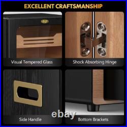 11 in. X 9.72 in. X 15.8 in. Black Desktop Cigar Humidor Cabinet Light Control S 11 in. X 9.72 in. X 15.8 in. Black Desktop Cigar Humidor Cabinet Light Control S