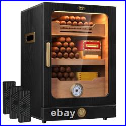 11 in. X 9.72 in. X 15.8 in. Black Desktop Cigar Humidor Cabinet Light Control S 11 in. X 9.72 in. X 15.8 in. Black Desktop Cigar Humidor Cabinet Light Control S