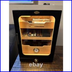 11 in. X 9.72 in. X 15.8 in. Black Desktop Cigar Humidor Cabinet Light Control S 11 in. X 9.72 in. X 15.8 in. Black Desktop Cigar Humidor Cabinet Light Control S
