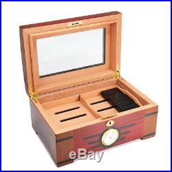 120 Cigars Wood Box Cedar Lined Cigar Humidor Humidifier Hygrometer Storage