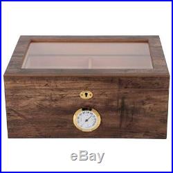 120 Cigars Wood Box Cedar Lined Cigar Storage Case Humidor Humidifier Hygrometer