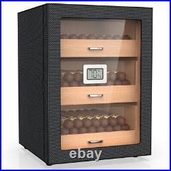 150 Counts Cigar Humidor Cabinet Storage Box 3 Drawer With Humidifier Hygrometer