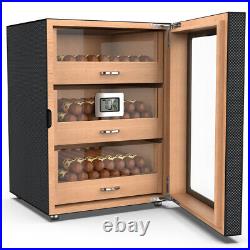 150 Counts Cigar Humidor Cabinet Storage Box 3 Drawer With Humidifier Hygrometer