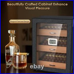 150 Counts Cigar Humidor Cabinet Storage Box 3 Drawer With Humidifier Hygrometer