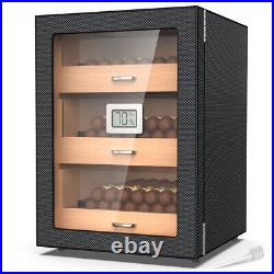 150 Counts Cigar Humidor Cabinet Storage Box 3 Drawer With Humidifier Hygrometer