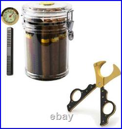 15-20 Cigar Humidor Tube Cigar cutter Scissors Set With Hydrometer & Humidifier