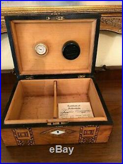 1870 Antique Victorian Tunbridge Ware Jewelry Work Cigar Humidor Box