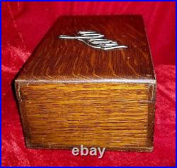 1890s VICTORIAN Era HUMIDOR CIGARS Oak Wood Smoke BOX vtg Old ANTIQUE
