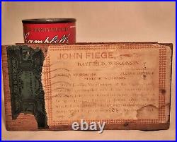 1898 CIGAR BOX vtg christmas humidor john fiege bayfield wisconsin stamp tobacco