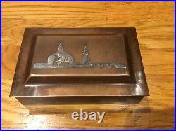 1902-1930 Heintz Art Sterling on Bronze Humidor Cigar Box RARE Snake Charmer
