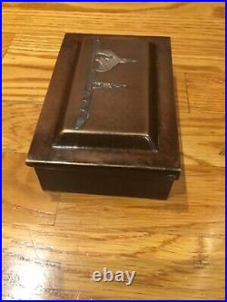 1902-1930 Heintz Art Sterling on Bronze Humidor Cigar Box RARE Snake Charmer