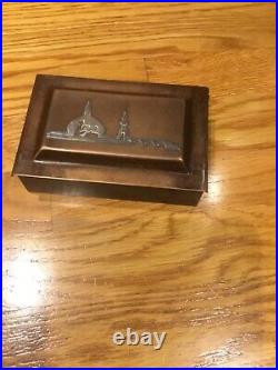 1902-1930 Heintz Art Sterling on Bronze Humidor Cigar Box RARE Snake Charmer