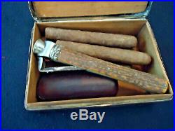 1915 Sterling Humidor Seaforth Highlanders Box, Cigar Cutter, Orig Cigars, Sm Ca