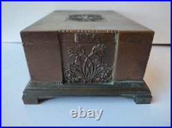 1916 Georg Jensen Large Antique Copper Box/Humidor, Wood-Lined, Arts & Crafts