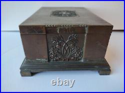 1916 Georg Jensen Large Antique Copper Box/Humidor, Wood-Lined, Arts & Crafts