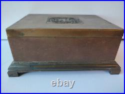 1916 Georg Jensen Large Antique Copper Box/Humidor, Wood-Lined, Arts & Crafts