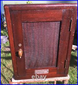 1917 WW1 Antique English Oak Humidor Cabinet, Smokers Box Named Porcelain