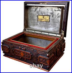 1924 Alfred Dunhill Art Deco Carved Wood Humidor Cigar Pipe Tobacco Box Antique