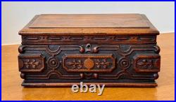 1924 Alfred Dunhill Art Deco Carved Wood Humidor Cigar Pipe Tobacco Box Antique