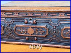 1924 Alfred Dunhill Art Deco Carved Wood Humidor Cigar Pipe Tobacco Box Antique