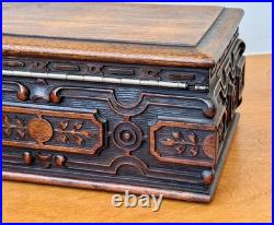 1924 Alfred Dunhill Art Deco Carved Wood Humidor Cigar Pipe Tobacco Box Antique