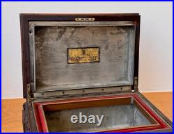 1924 Alfred Dunhill Art Deco Carved Wood Humidor Cigar Pipe Tobacco Box Antique