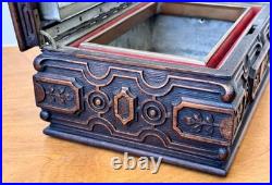 1924 Alfred Dunhill Art Deco Carved Wood Humidor Cigar Pipe Tobacco Box Antique