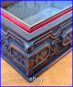 1924 Alfred Dunhill Art Deco Carved Wood Humidor Cigar Pipe Tobacco Box Antique