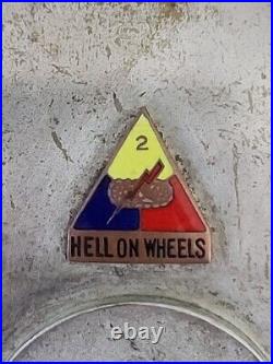 1955 ARMY Hell On Wheels Silver Plate Cigarette Cigar Humidor Trinket Box Prize