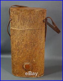 1970 Tronquito Tree Trunk Double Cigar Humidor Box Tobacco Jar Lid Leather Strap