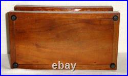 19th Century Mahogany Humidor Box Marquetry Inlaid Tin Lining Sponge Holder