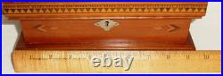 19th Century Mahogany Humidor Box Marquetry Inlaid Tin Lining Sponge Holder