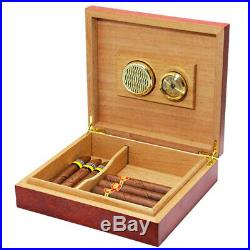 20-25 Cigar Humidor Cedar Wood Wooden Humidifier Hygrometer Cigars Box Holder