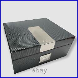 $215 Bey-Berk Men's Black Personalized Carbon Fiber Wooden Cigar Humidor Box