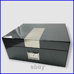$215 Bey-Berk Men's Black Personalized Carbon Fiber Wooden Cigar Humidor Box