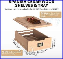 23L Electric Cigar Humidor for 150 Counts, Cooling Control System, Spanish Cedar