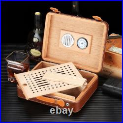 25CT Cigar Humidor Case Cedar Wood Tobacco Box Humidifier Hygrometer Gift Box