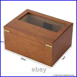 25-50pcs Cigars Box Humidor Digital Hygrometer Case 2 Drawers Cedar Cabinet