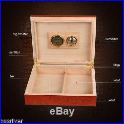 25 Count Retro Wooden Cigar Box Case Humidor+Humidifier Hygrometer Xmas Men Gift