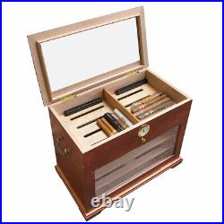 300 Count Top Front Display Cherry Wood Cedar Humidor Storage Box for Cigars