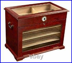 300 Count Top Front Display Cherry Wood Cedar Humidor Storage Box for Cigars