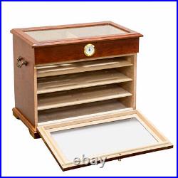 300 Count Top Front Display Cherry Wood Cedar Humidor Storage Box for Cigars