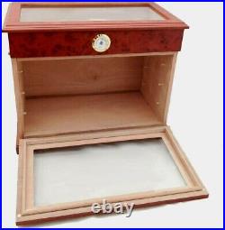 300 Count Top Front Display Cherry Wood Cedar Humidor Storage Box for Cigars