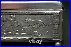 30 Art Deco Koch&Bergfeld Silver Plate Egyptian Revival Art Cigar Box Humidor
