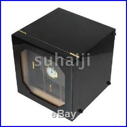 3-DRAWERS Cedar Wood Cigar Humidor Case Box With Humidifier Hygrometer Black