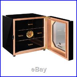 3-DRAWERS Cedar Wood Cigar Humidor Case Box With Humidifier Hygrometer Black CAN