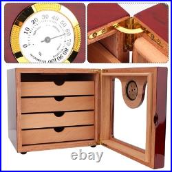 4 Drawer Cigar Humidor Box Wood Cigar Storage Box with Humidifier and Hygrometer 4 Drawer Cigar Humidor Box Wood Cigar Storage Box with Humidifier and Hygrometer