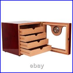 4 Drawer Cigar Humidor Box Wood Cigar Storage Box with Humidifier for Household 4 Drawer Cigar Humidor Box Wood Cigar Storage Box with Humidifier for Household